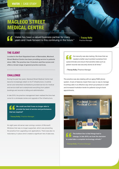 Macleod Street Medical Centre Case Study